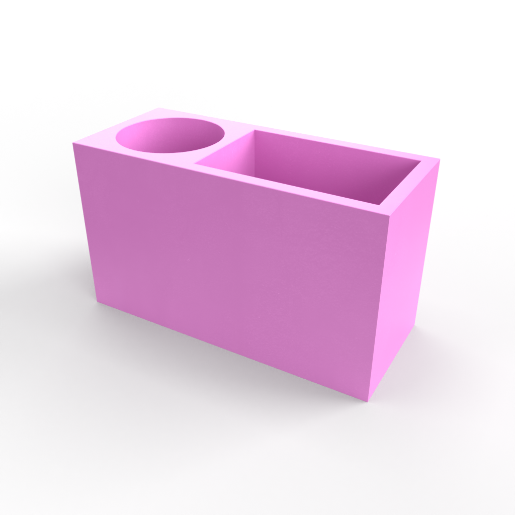 Two Section, Rectangular Pen Pot/ Utensil Holder Mold
