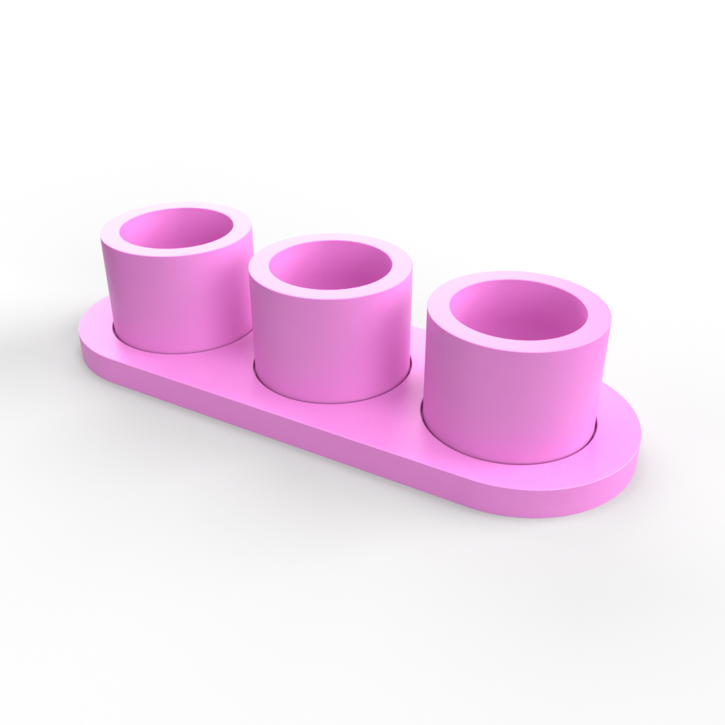 Three Slot Pinch Pot Tray Mold - Straight Pot