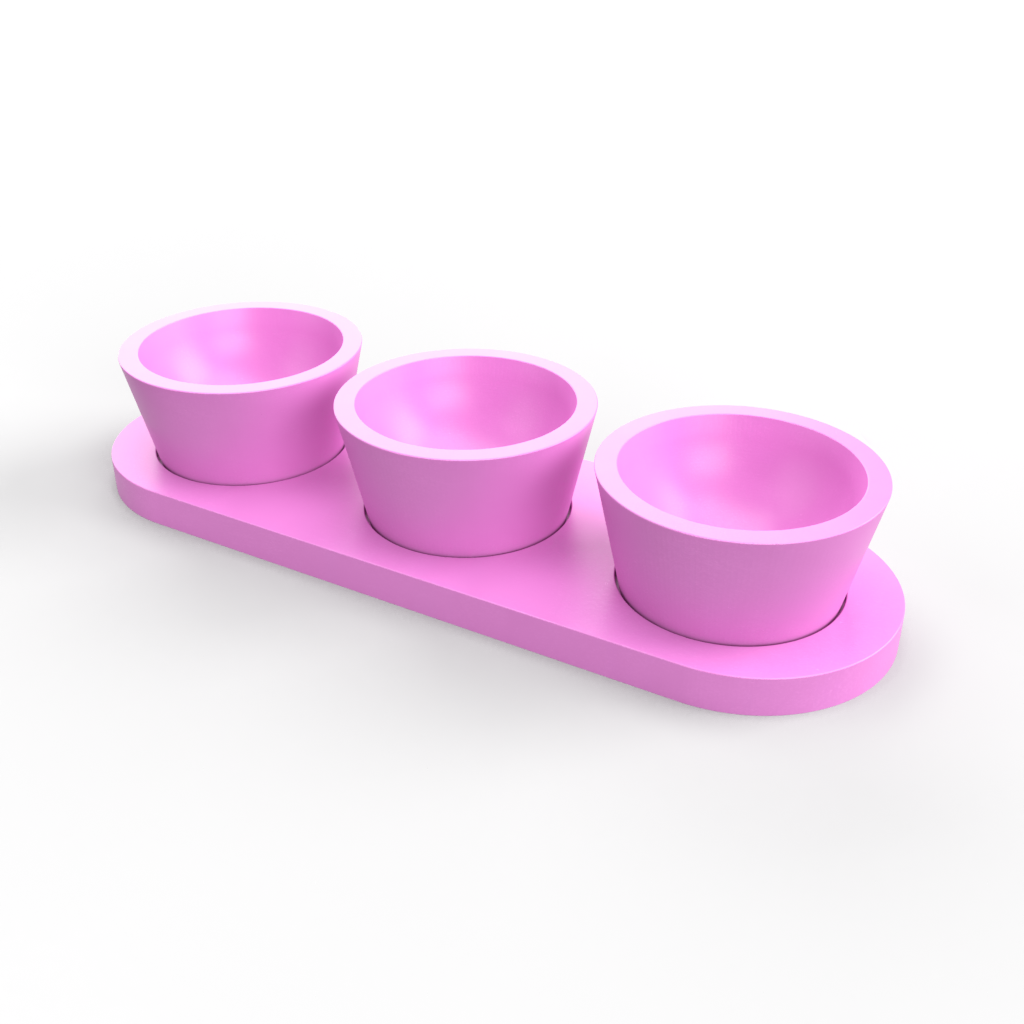 Three Slot Pinch Pot Tray Mold - Sloped Pot