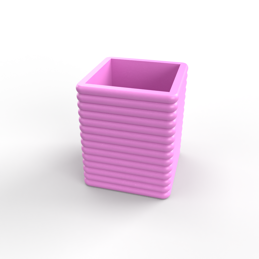 Square Ridged Small Holder/ Pen Pot Mold