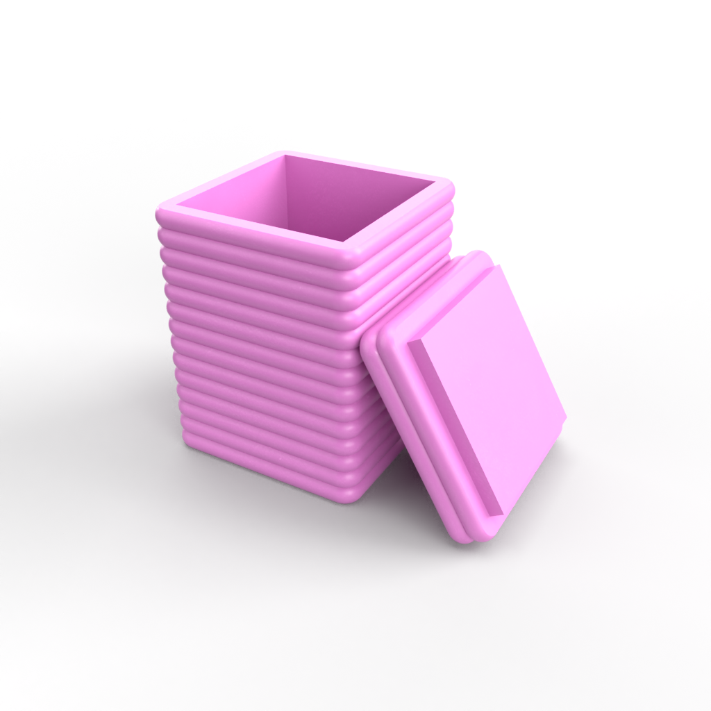 Square, Ridged Candle Vessel Mold