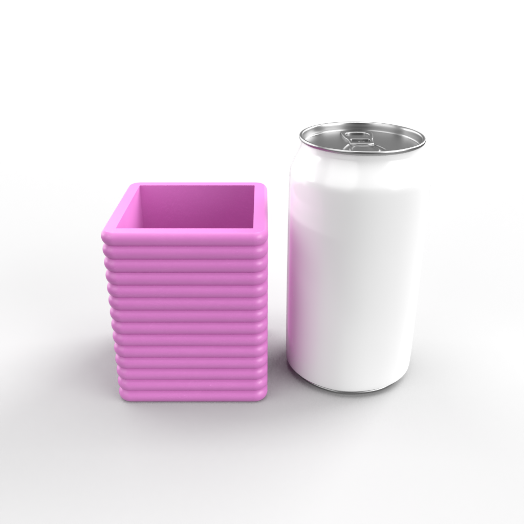 Square Ridged Small Holder/ Pen Pot Mold